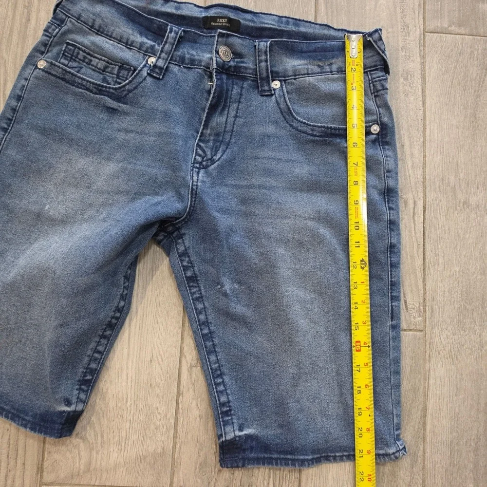True Religion Ricky Relaxed Straight Big T Blue Denim Shorts Mens 32 Medium Wash